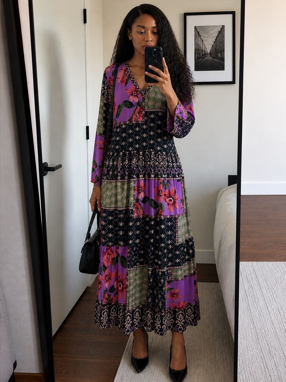 Johnny Was  Patchwork Maxi Dress. Size: L